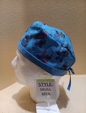 Stitch Men's Skull/Chemo Surgical Scrub Hat/Cap Handmade