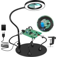 Magnetic Helping Hands Soldering Station with 10X Magnifying Glass with light...