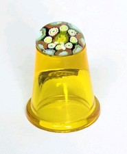Vintage Yellow Glass Thimble Millefiori Caithness Style Top Art Glass Collectabl