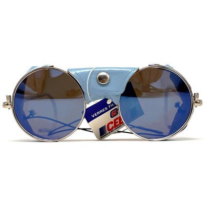 Vintage CEBE 2000 Glacier Sunglasses - France 1990's - Medium - Blue - Leather