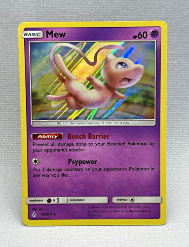 Pokémon TCG Mew 76/214 S&M Unbroken Bonds Rare Holo Eng 60HP