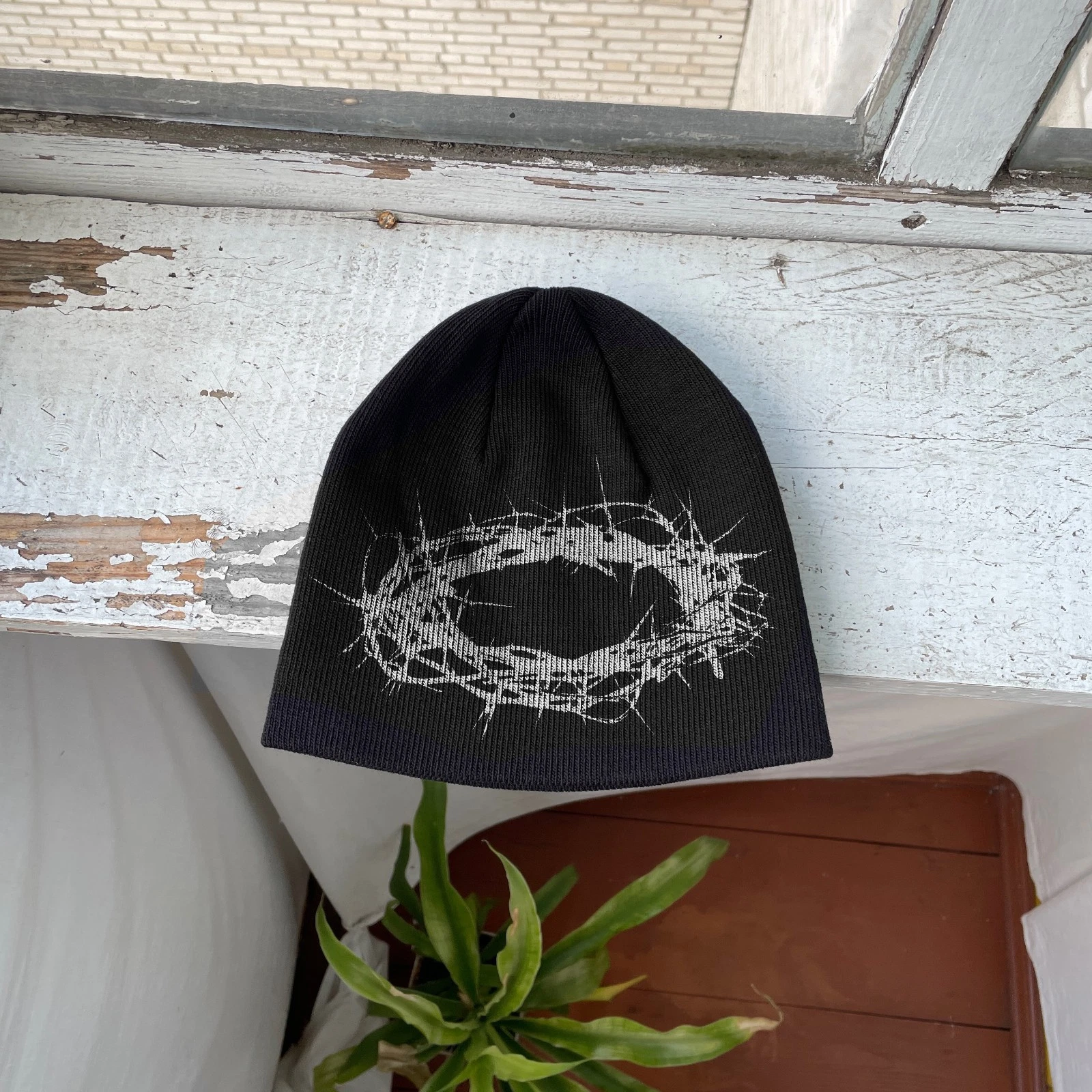Thorn Crown Beanie Hat Gothic Religious Y2K Dark Grunge Streetwear