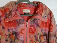 Nina Raynor Basler Blk Label   Floral Sheen XL Jacket Peach Purple Art To Wear 