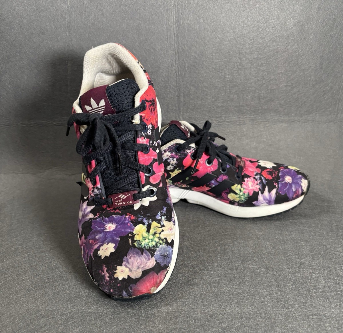 Adidas ZX Flux Torsion Womens Sneakers Size 6.5 Floral Print Black