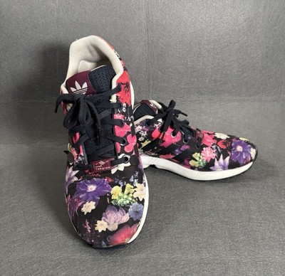 花入 Adidas ZX Flux Torsion Womens Sneakers Size 6.5 Floral Print Black