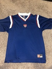 Team USA Warmup Soccer Jersey Nike Dri Fit Blue Made In USA Youth Mens M
