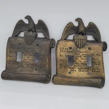 2x Vintage John Quincy Adams Eagle Double Light Switch Cover GIM M.C.CO. 3048 