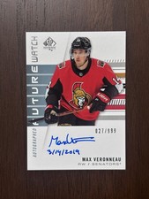 2019-20 SP Authentic Future Watch Inscribed Max Veronneau /999 #156 Senators