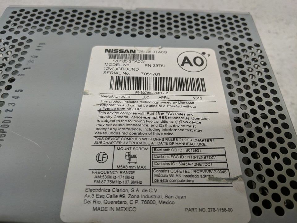 2013-2015 Nissan Altima Am Fm Cd Player Radio Receiver W07MJ | eBay