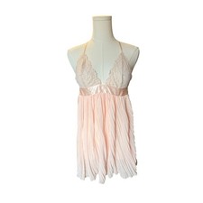 Victoria's Secret Pink Lace Pleated Babydoll Chemise Lingerie Small S/P