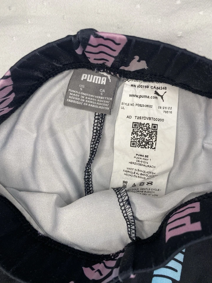 Medias negras Puma Little Girls Capri talla 5 con logotipo multicolor Foto 2 de 4