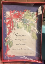 NOS sealed box 18 CHARLES DICKENS QUOTE Christmas greeting cards Holly Berries