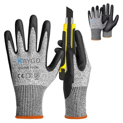 KAYGO Nitrile Cut Resistant Gloves for Oily/Wet Grip Tasks Gray Large 2