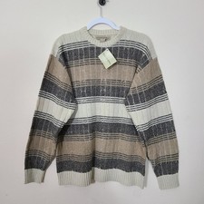 Munsingwear Vintage Mens M Striped Cable Knit Sweater Neutral Grandpacore NWT