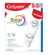 5 PACK Colgate Total Active Prevention Whitening Toothpaste, Mint 6.0 oz. 1.17 per gallon