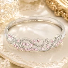 Deluxe 22g Pink Kunzite CZ Woman's Party Silver Bracelet 7.5inch