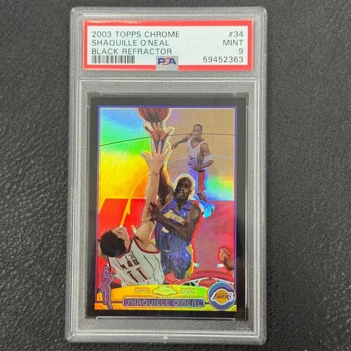 Shaquille O'Neal 2003-04 Topps Chrome Black Refractor /500 Los Angels Lakers PSA