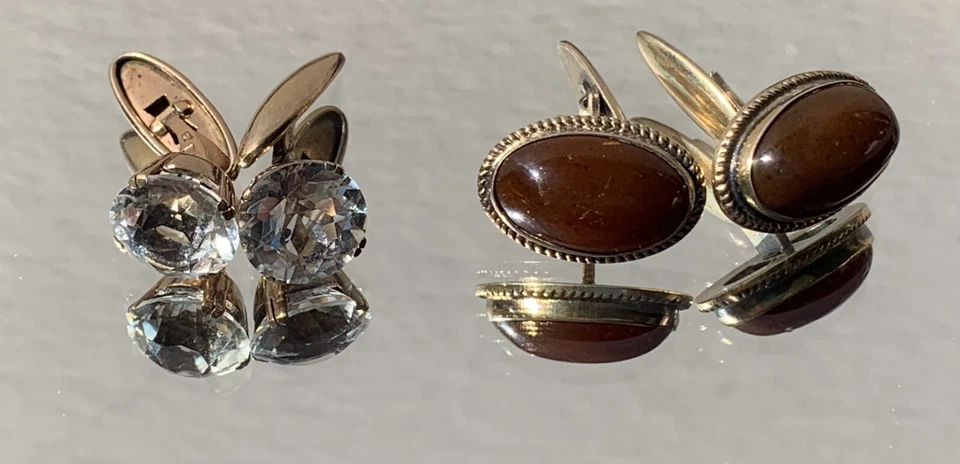 Paar Manschettenknöpfe Mid Century selten fantastisch Sterlingsilber 875 Stra... - Bild 4 von 4