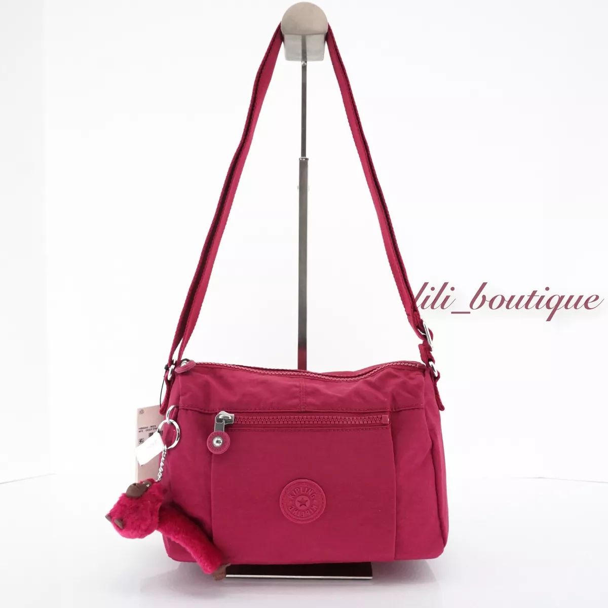 NWT New Kipling HB6555 Wes Crossbody Shoulder Bag Purse Polyamide Deep Pink 84