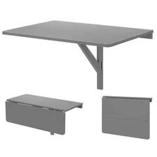 Space-Saving Fold Down Laptop Workstation Drop-Leaf Floating Desk-Grey