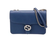 Gucci Interlocking GG logo Blue Caspian Chain Large Bag Brand New