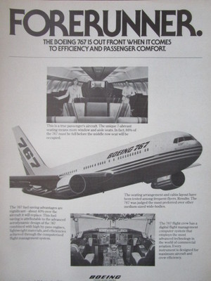 6/1982 PUB BOEING 767 AIRLINER PASSAGIER HOTESSE COCKPIT ORIGINAL ANZEIGE