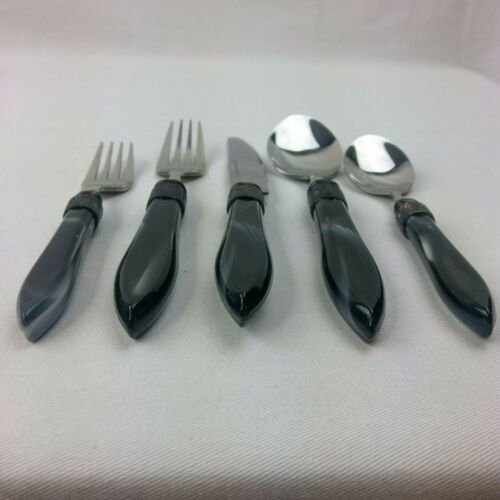 Stanley Roberts Acero Inoxidable China Perlas Negro Mármol Patrón Mango LOTE 40 Piezas B47 - Imagen 10 de 12