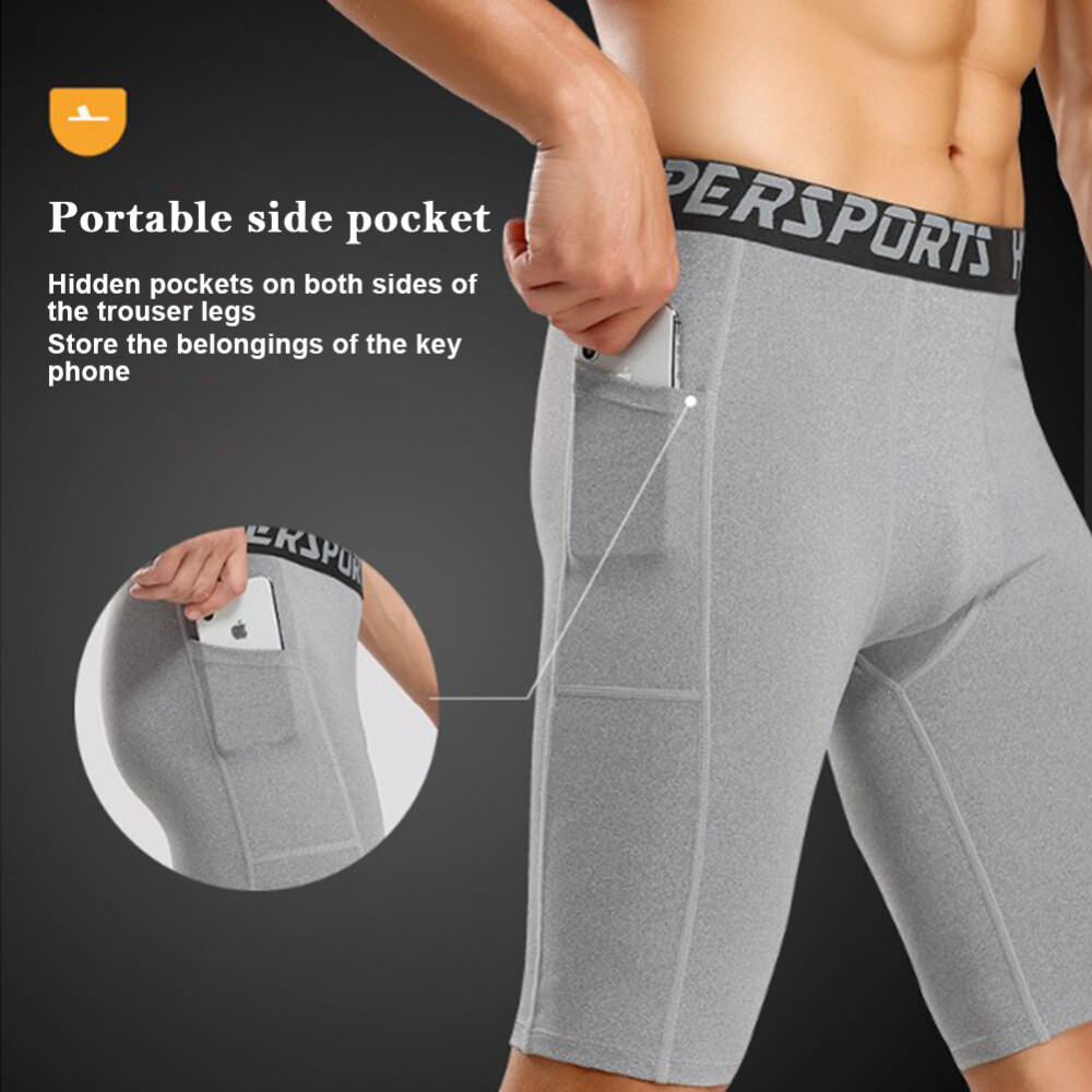 Leggings Compression Homme Avec Poches - Séchage Rapide, Tissu Respirant | Pour Running, Gym, Sport