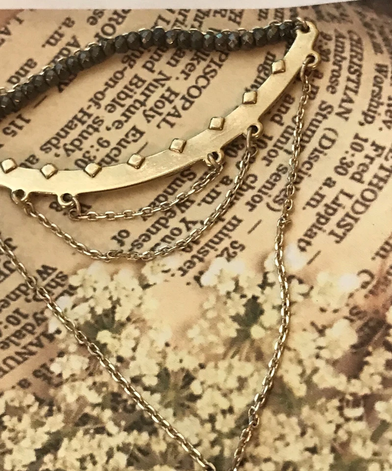 Collar SILPADA KRN0117 K&R chapado en oro latón y pirita en cascada en Y costaba $69 nuevo Foto 2 de 4