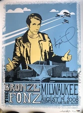 Henry Winkler signed Happy Days Poster Fonzie Milwaukee reunion 183/500 psa dna