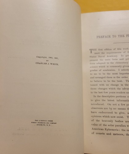 Elements of Theoretical & Descriptive Astronomy Charles J. White 1913 Hardcover - Picture 6 of 10