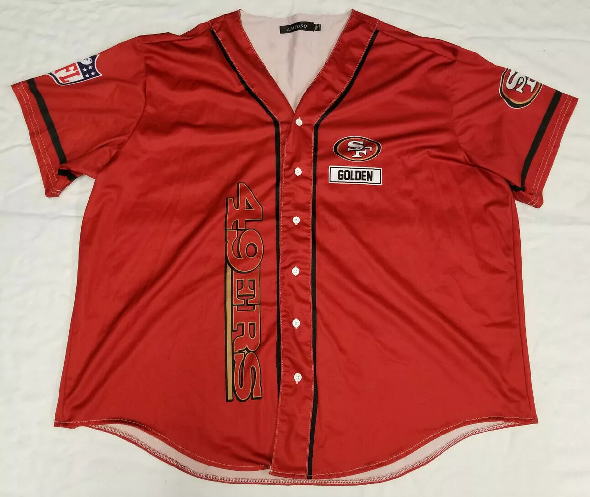 San Francisco 49ers sublimated baseball jersey women sz 4XL crimson men 2XL