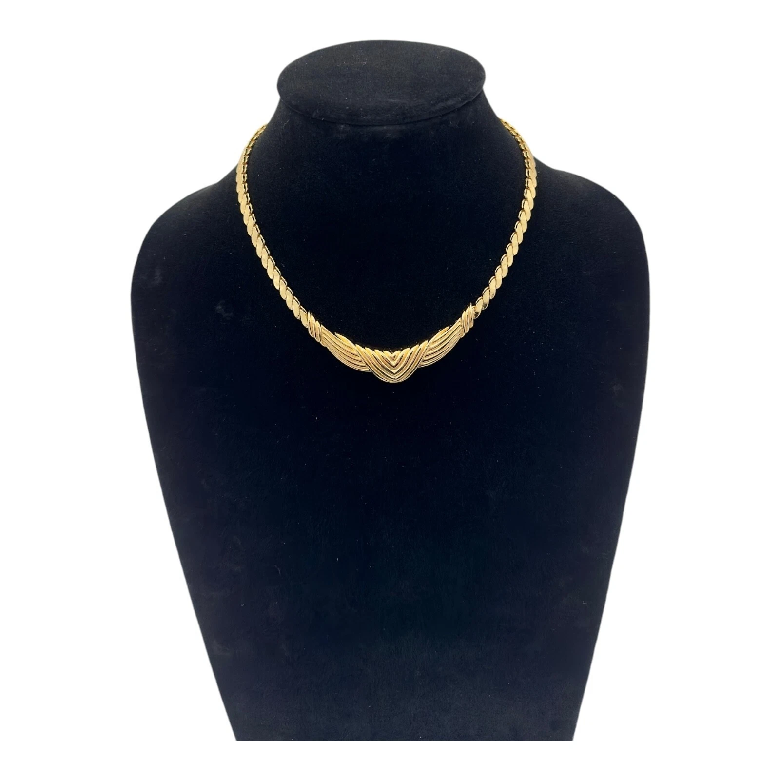 Collana Christian Dior vintage collare tono oro catena grossa firmata anni 80