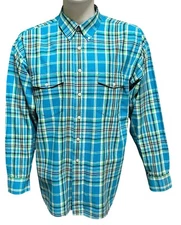 Panhandle Slim Shirt Mens Sz XL Plaid Button Down Long Sleeve Front Flap Pockets