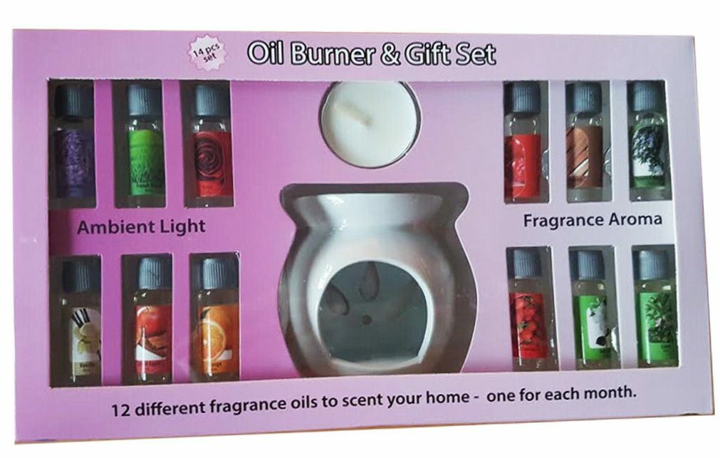 14Pcs OIL BURNER GIFT SET WITH 12 FRAGRANCE OILS AROMA THERAPY OIL
