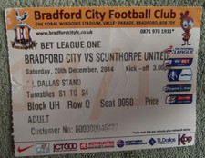 2014-15  Bradford City v Scunthorpe United  - League One - Ticket Stub