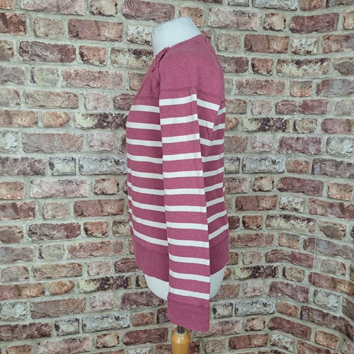 Seasalt Studio Sweatshirt Pink Striped Womens UK 10 Organic Cotton Button Shoul - Picture 8 of 13