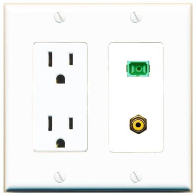 RiteAV Power Outlet and RCA-YELLOW SC-APC-SX Wall Plate Decorative [White]