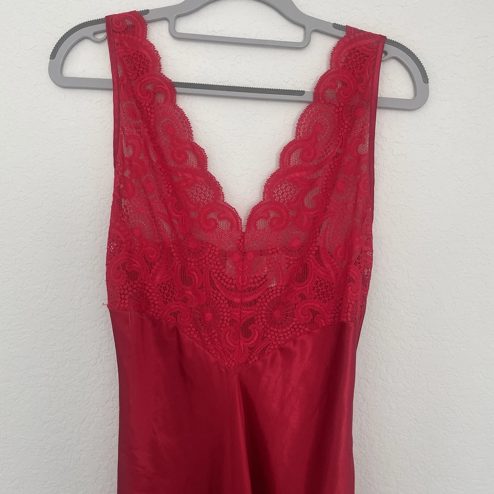 UNDERCOVER Abito lungo slip Victoria’s Secret etichetta oro taglia small raso rosso pigiama