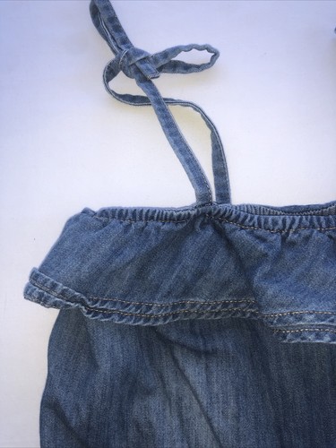 Justice Size 8 Girls Denim Romper One Piece Summer Outfit Blue Jean - Picture 5 of 7