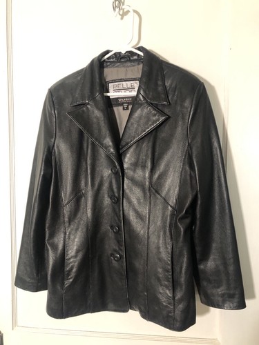 Wilsons Leather Pelle Studio Jacket Womens XL Button Down Black