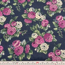 Vintage Florals on Blue Unbranded Cotton Fabric by the HALF YARD