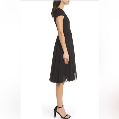 Dress the Population Corey Chiffon Fit and Flare cocktail Dress NWT black  XS | eBay