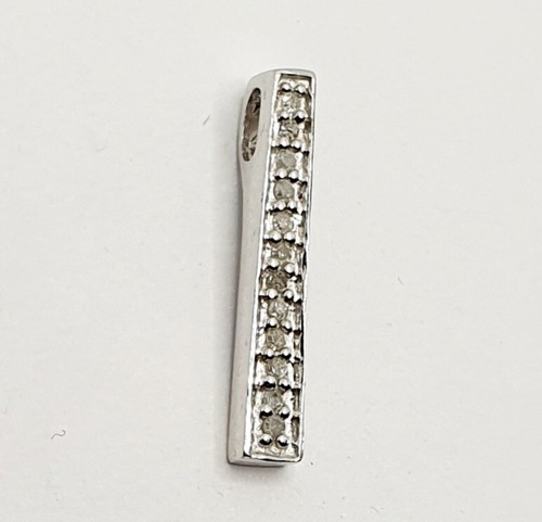 Small 9ct Diamond Ingot 0.15ct Bar White Gold Pendant Hallmarked - Picture 7 of 22