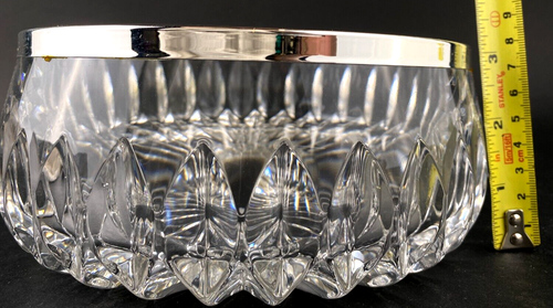 Vintage Gorham Althea Full Lead Crystal Bowl w/ Silver Rim #YC563 8" Germany New - Picture 16 of 19