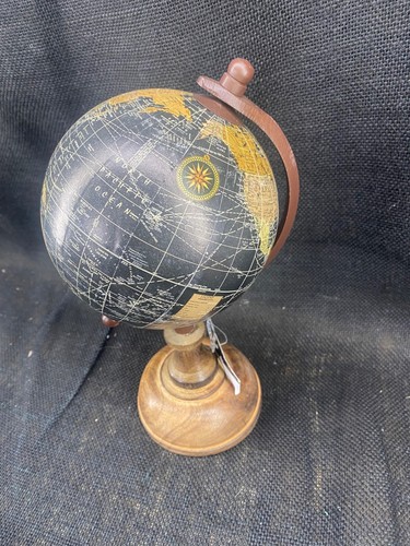 5" diameter Antique Style, Dark Brown Wood Base Desktop Globe - NEW - Picture 2 of 6