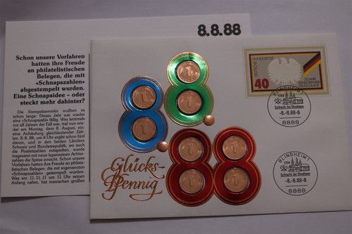 🧠🇩🇪 GERMANY FEDERAL 8/8/1988 PFENNIG COVER UNUSUAL B62 #550