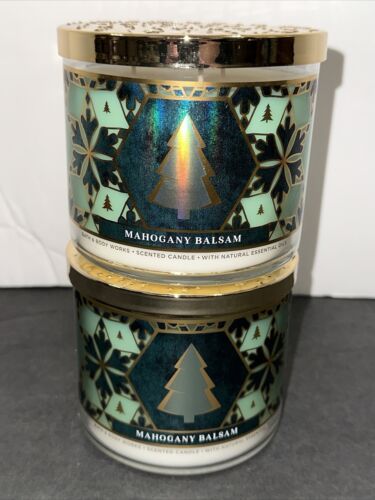Mahogany Balsam Bath & Body Works 3 Wick Candle Christmas Holiday 14.5oz Lot 2 - Picture 1 of 18