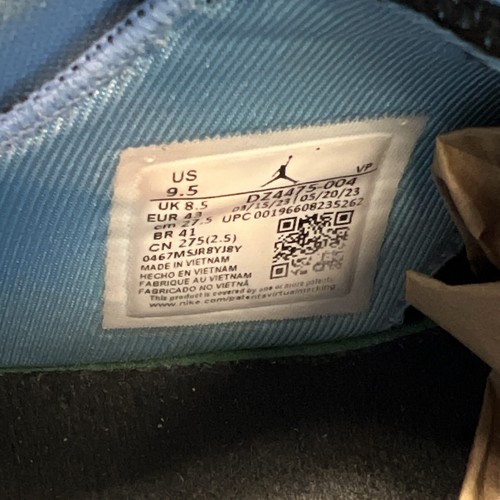 NIKE - Jordan 6 MVP Size 9.5 Black/University Blue-White Carolina Jumpman - Picture 9 of 9