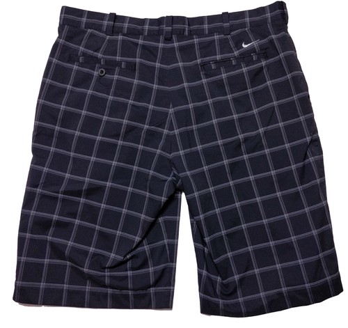 NIKE GOLF Performance Shorts Black Gray Plaid ~ Size 36 - Picture 2 of 7